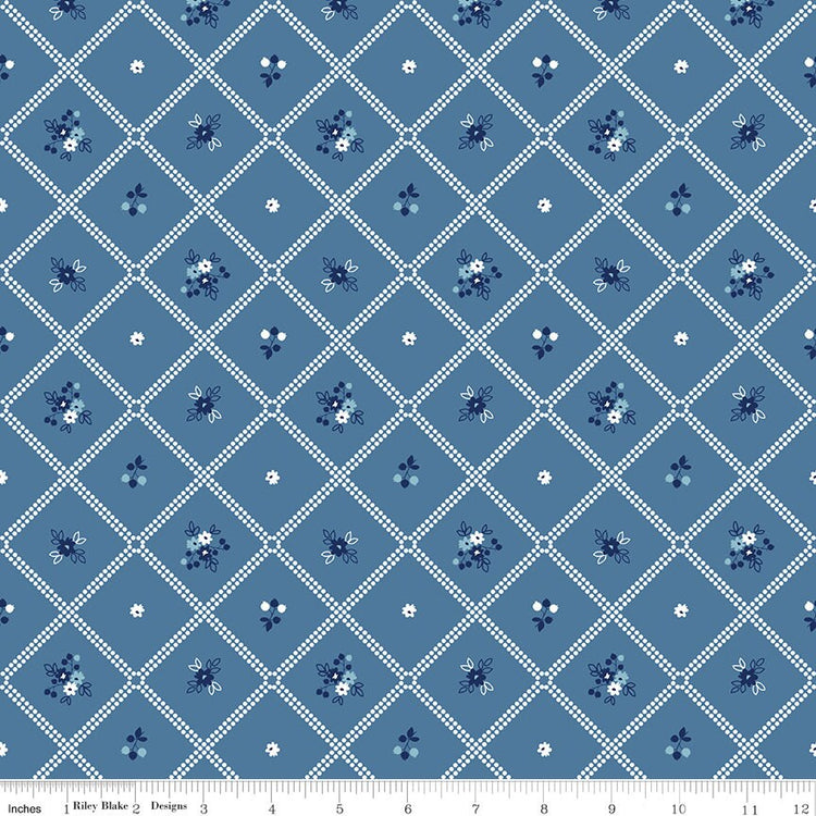 Simply Country Dot Grid Denim by Tasha Noel for Riley Blake Designs - C13412-DENIM