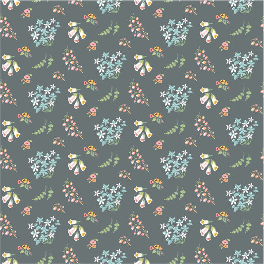 Hollyhock Lane Bloom Gray by Sheri McCulley for Poppie Cotton - HL23801