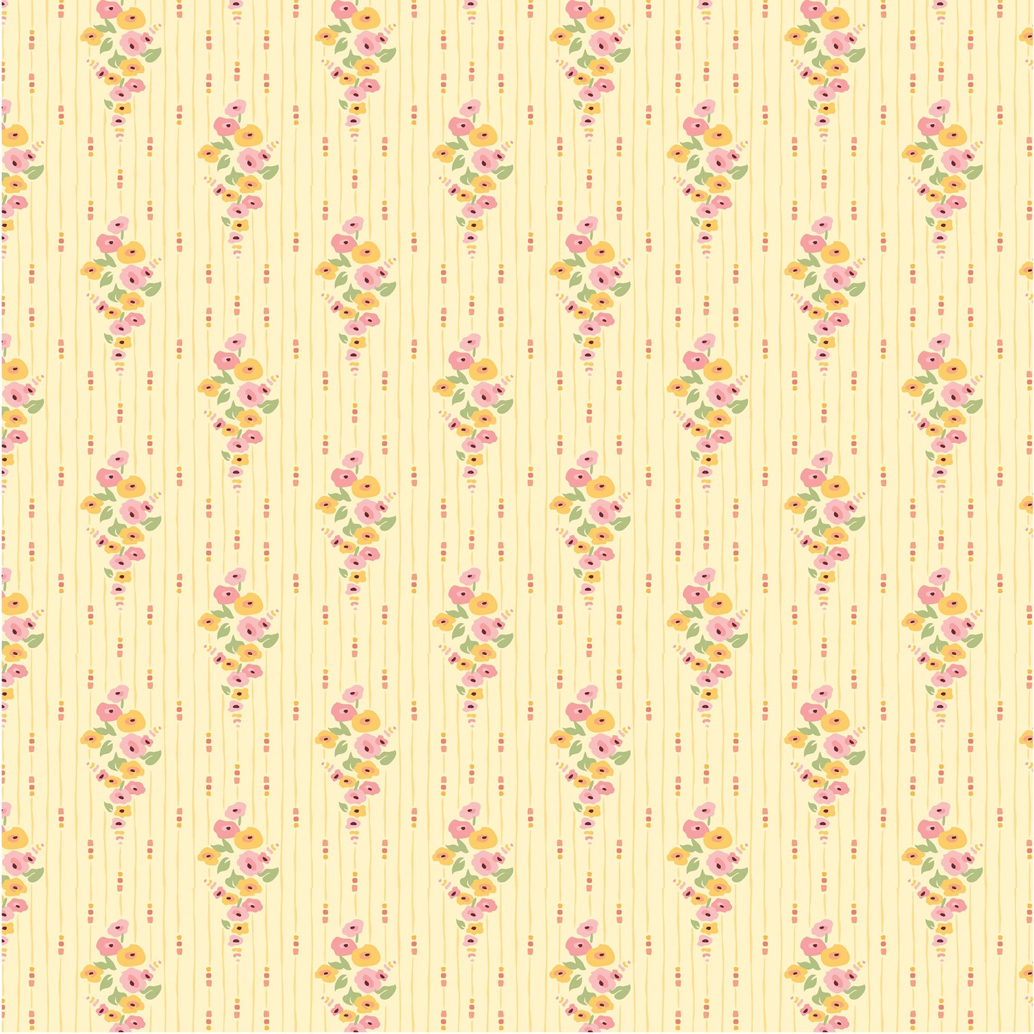 Hollyhock Lane Love At Home Yellow by Sheri McCulley for Poppie Cotton - HL23808