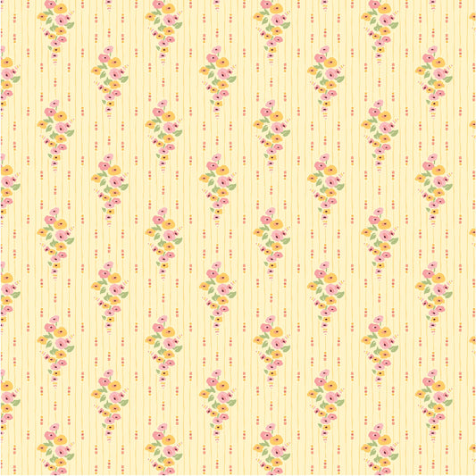 Hollyhock Lane Love At Home Yellow by Sheri McCulley for Poppie Cotton - HL23808