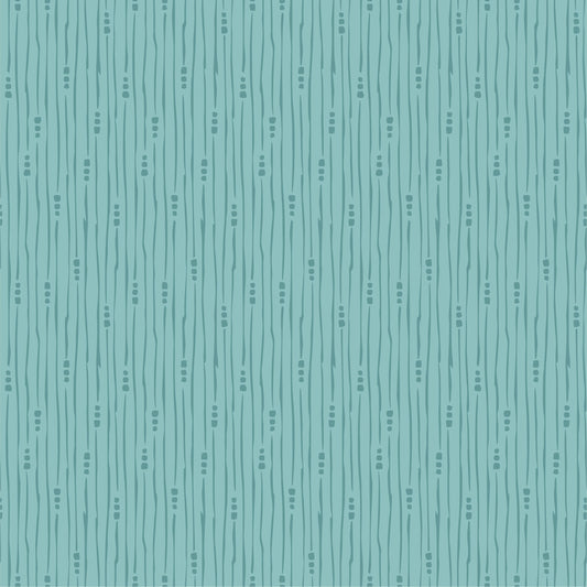 Hollyhock Lane Rain Teal by Sheri McCulley for Poppie Cotton - HL23810