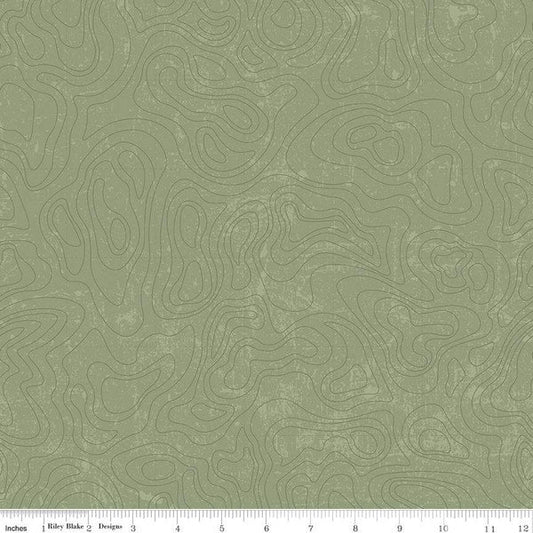 The National Parks Topographic Green by Anderson Design Group for Riley Blake Designs - C13293-GREEN