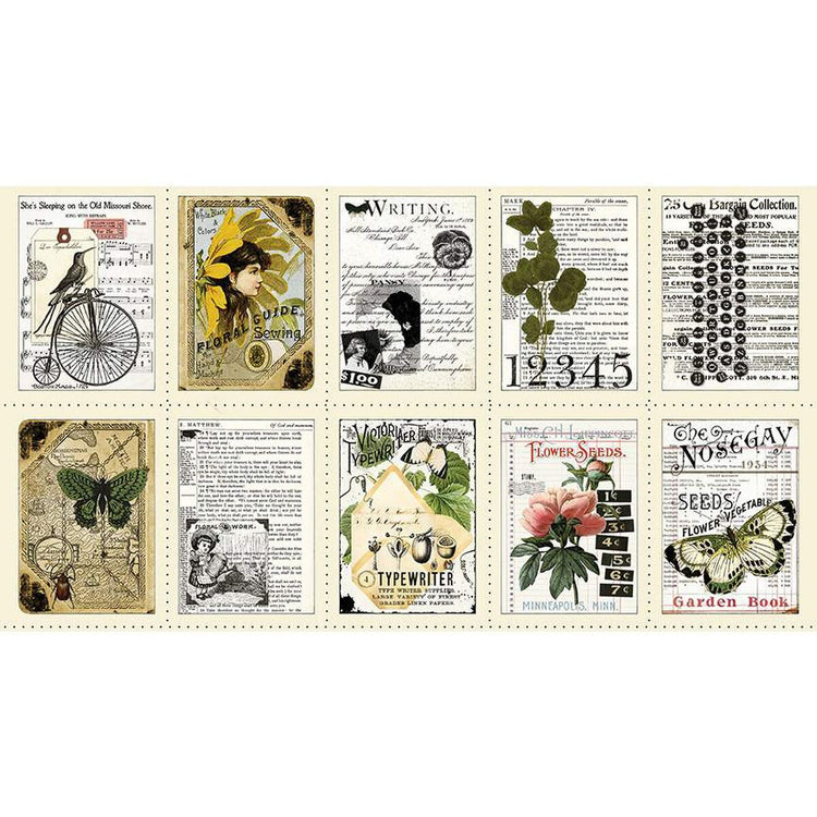 Art Journal Flower Press Patch Panel by J Wecker Frisch for Riley Blake Designs - PD13031-PANEL