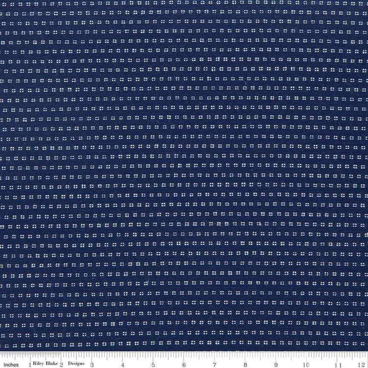 Blue Stitch Chambray Stripe Navy by Christopher Thompson for Riley Blake Designs - CH10151-NAVY