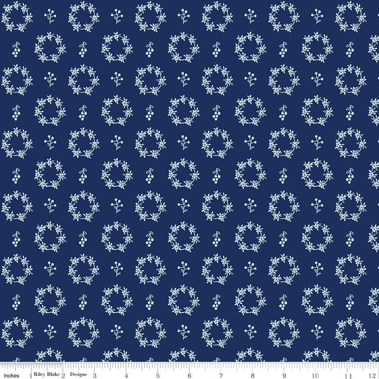 Simply Country Wreaths Navy by Tasha Noel for Riley Blake Designs - C13414-NAVY