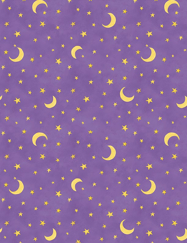 The Boo Crew Spooky Moons and Stars Purple by Susan Winget for Wilmington Prints - 3023 39796 650