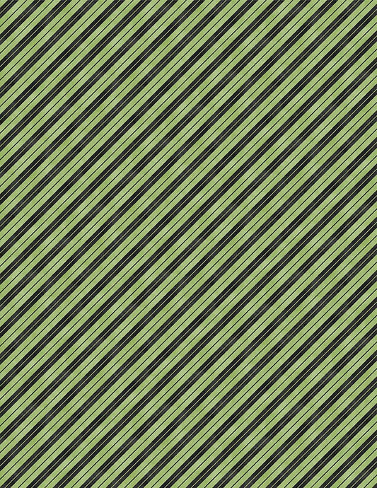 The Boo Crew Halloween Stripe Green by Susan Winget for Wilmington Prints - 3023 39798 797