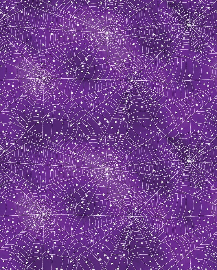 Glow-O-Ween Glowing Webs Purple by Kanvas Studio for Benartex - 12954G-66