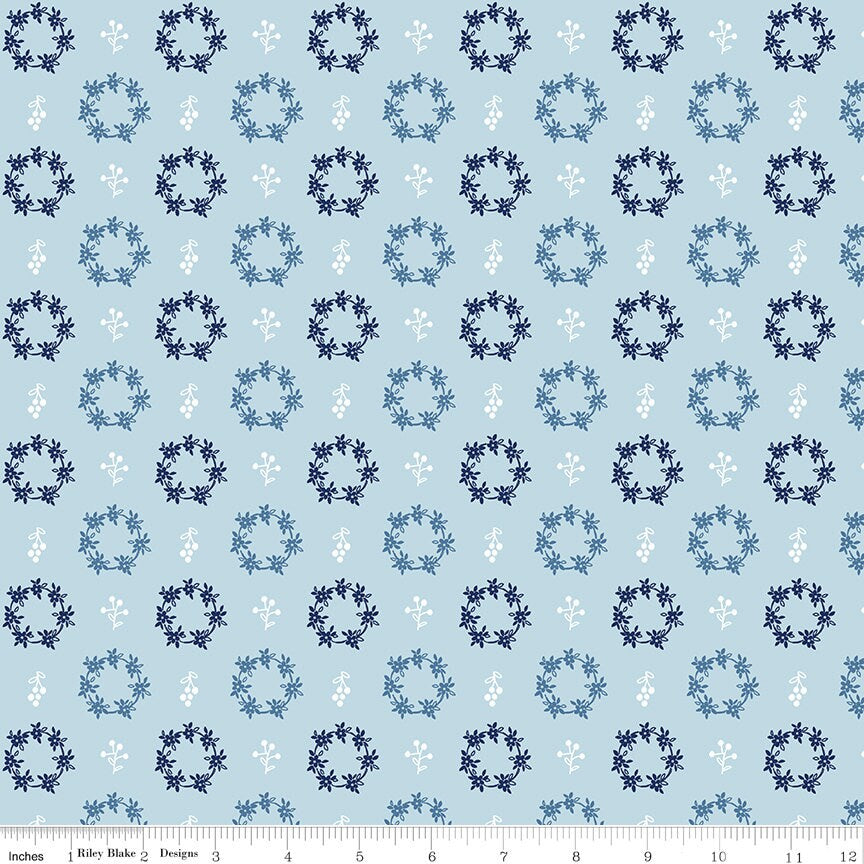 Simply Country Wreaths Blue by Tasha Noel for Riley Blake Designs - C13414-BLUE