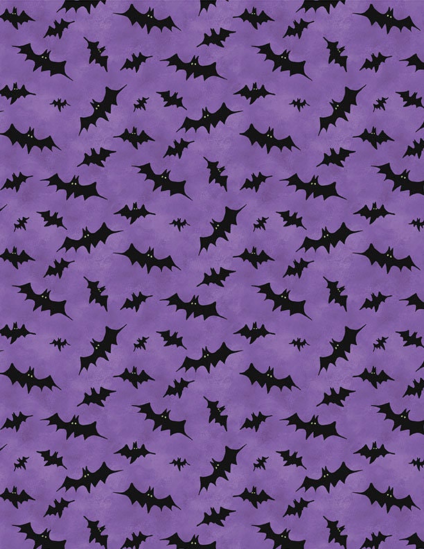 The Boo Crew Tossed Bats Purple by Susan Winget for Wilmington Prints - 3023 39797 697