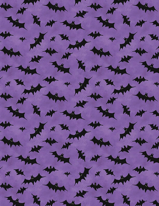 The Boo Crew Tossed Bats Purple by Susan Winget for Wilmington Prints - 3023 39797 697