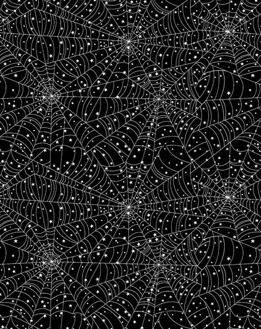 Glow-O-Ween Glowing Webs Black by Kanvas Studio for Benartex - 12954G-12