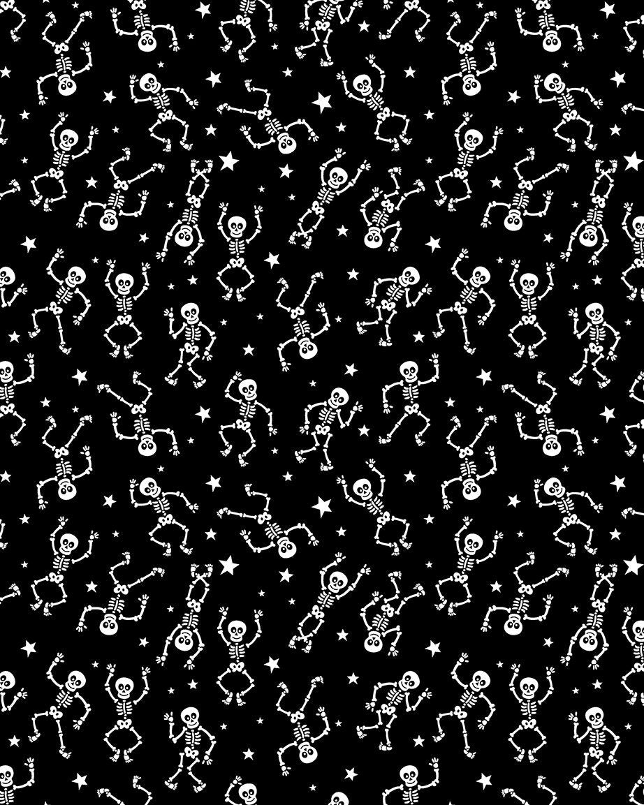 Glow-O-Ween Glowing Skeletons Black by Kanvas Studio for Benartex - 12963G-12