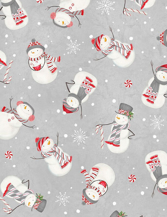 Frosty Merry-Mints Snowman Toss Gray by Danielle Leone for Wilmington Prints - 3017 27654 993