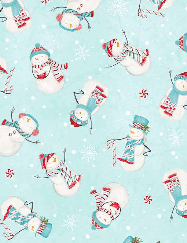 Frosty Merry-Mints Snowman Toss Teal by Danielle Leone for Wilmington Prints - 3017 27654 443