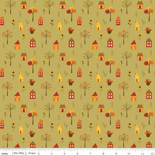 Fall's In Town Village Green by Sandy Gervais for Riley Blake Designs - C13512-GREEN