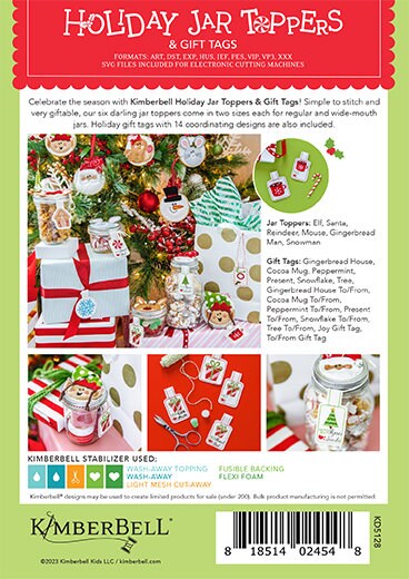 Holiday Jar Toppers and Gift Tags by Kimberbell Designs - Machine Embroidery CD - KD5128