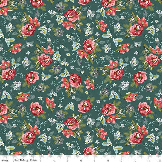 Bellissimo Gardens Floral Jade by My Mind's Eye for Riley Blake Designs - C13831-JADE