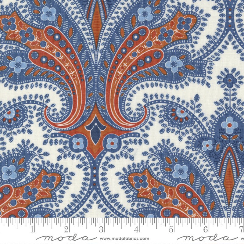 Sunrise Side Indienne Paisley Cream by Minick & Simpson for Moda Fabrics - 14960 11