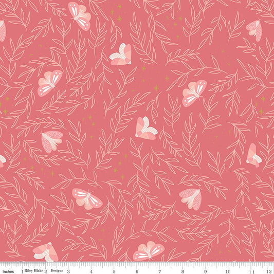 Moonchild Moths Raspberry Sparkle by Fran Gulick of Cotton and Joy for Riley Blake Designs - SC13821-RASPBERRY