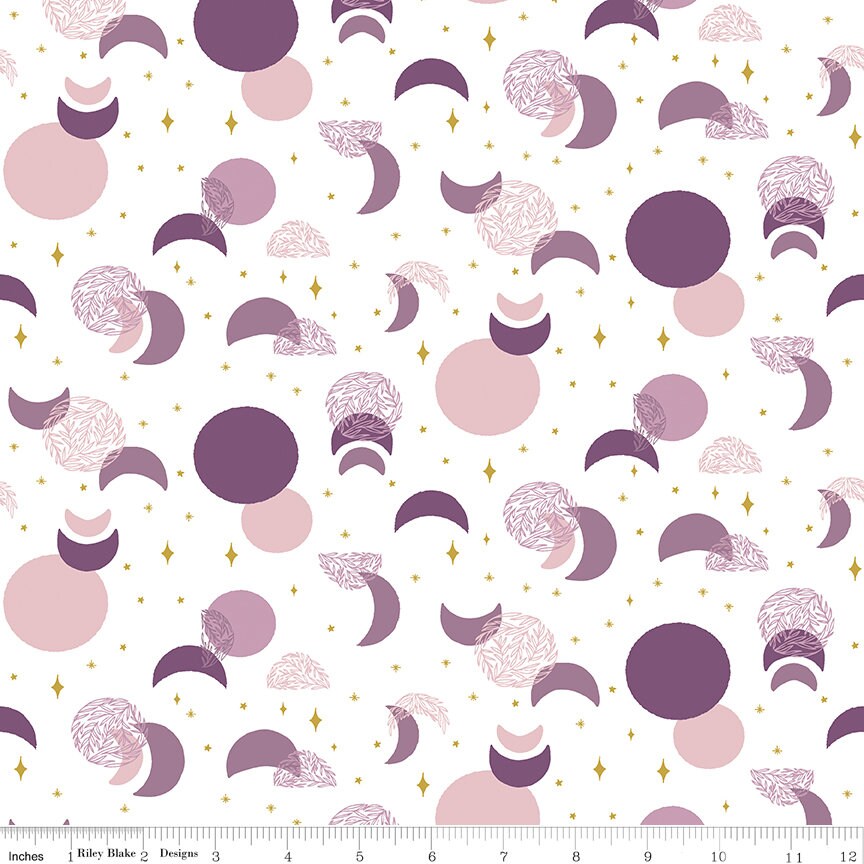 Moonchild Eclipse Off White Sparkle by Fran Gulick of Cotton and Joy for Riley Blake Designs - SC13822-OFFWHITE