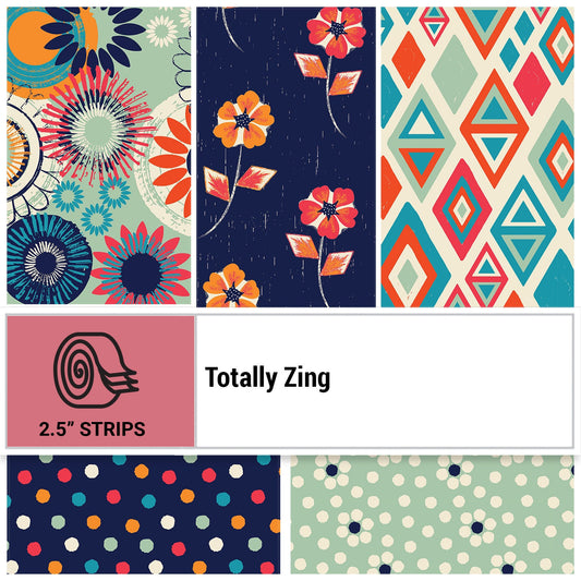 Totally Zing 2.5 Inch Strips by Dandelion Fabrics - 23TZ-BL - 40 pieces