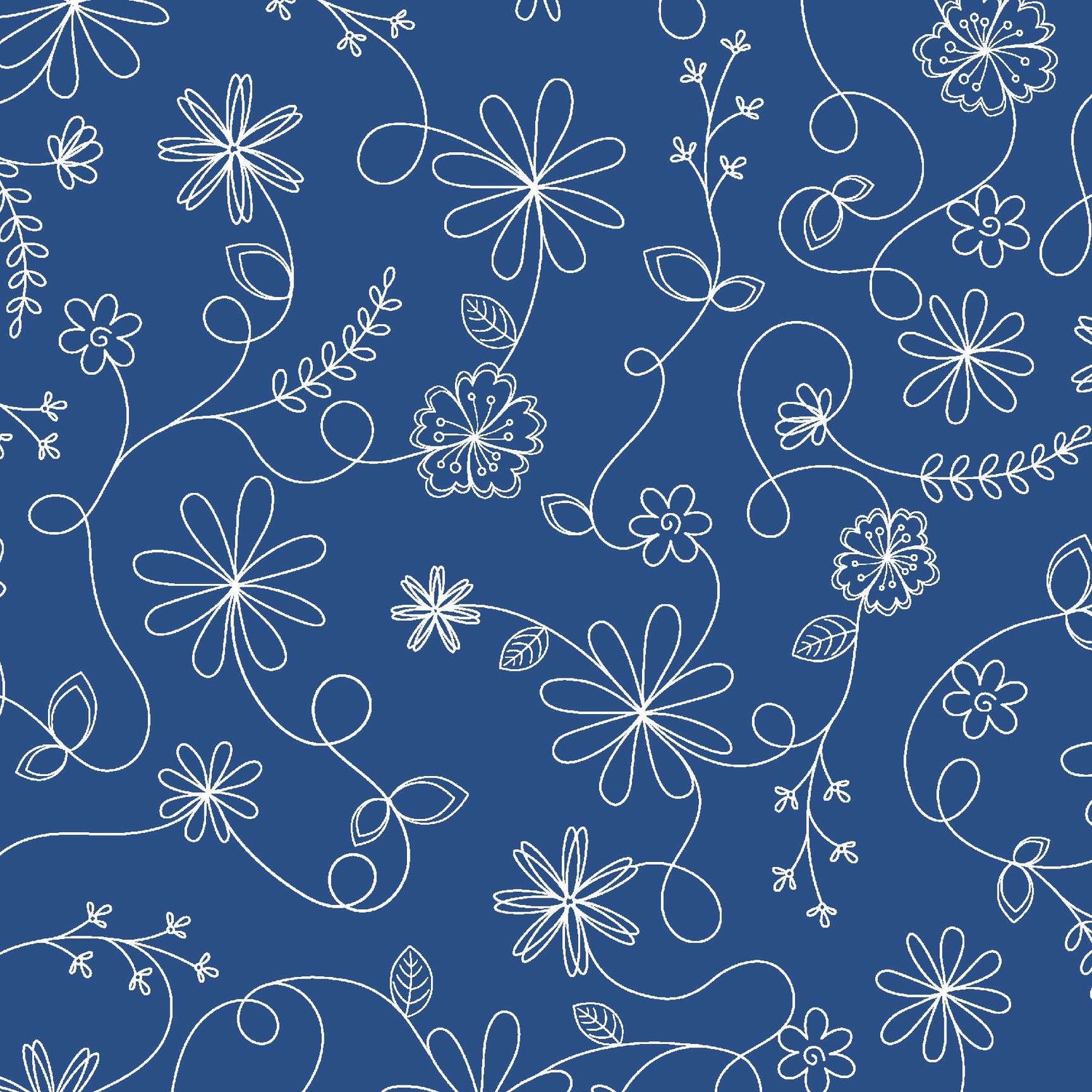 Swirl Floral Blue by Kim Christopherson of Kimberbell Designs for Maywood Studios - MAS8261-B