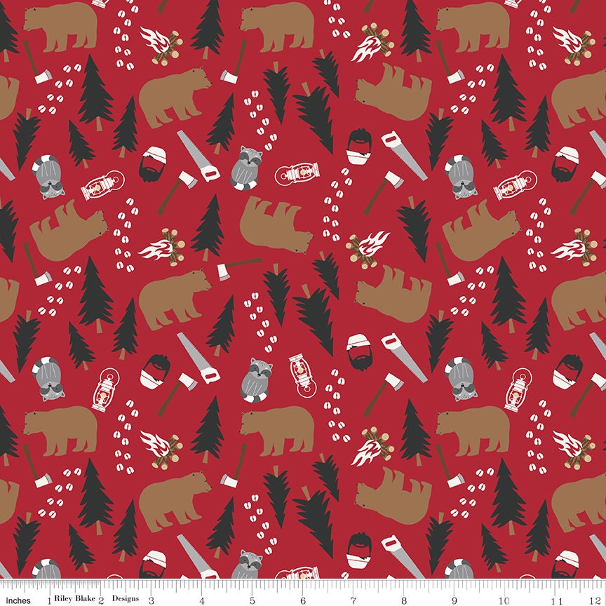 Woodsman Main Red by Lori Whitlock for Riley Blake Designs - C13760-RED