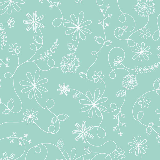 Swirl Floral Aqua by Kim Christopherson of Kimberbell Designs for Maywood Studios - MAS8261-Q