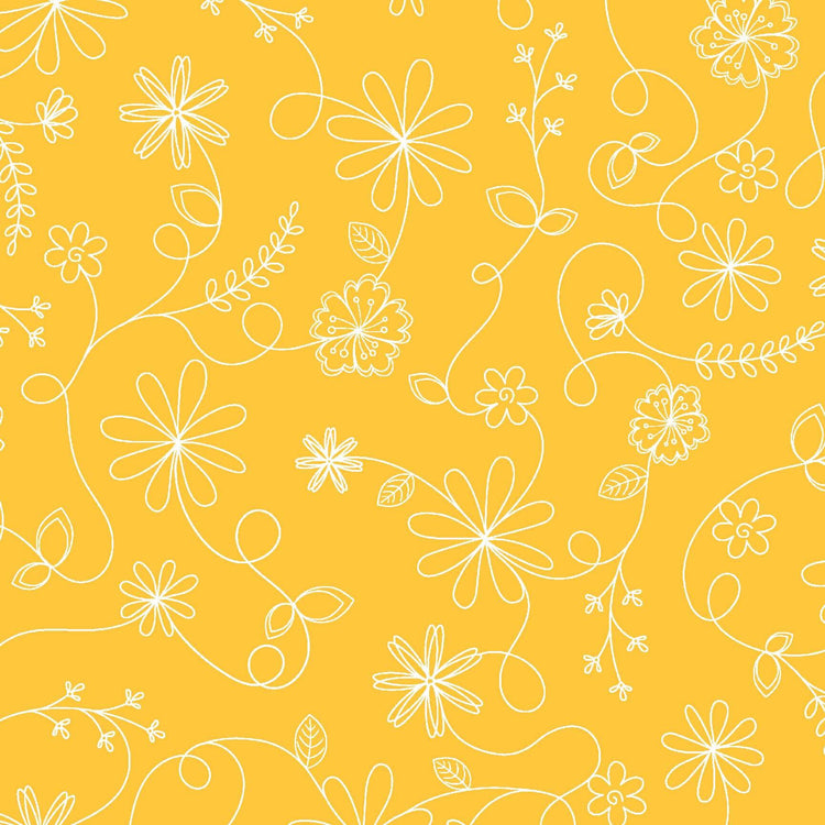 Swirl Floral Yellow by Kim Christopherson of Kimberbell Designs for Maywood Studios - MAS8261-S