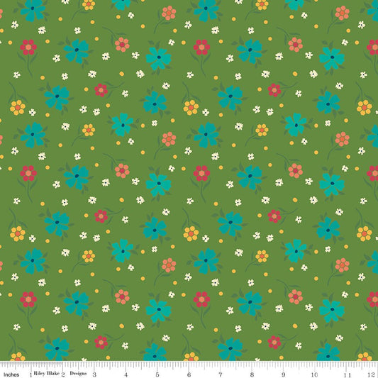Market Street Flowers Green by Heather Peterson of Anka's Treasures for Riley Blake Designs - C14123-GREEN