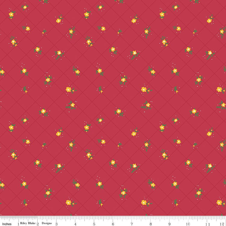 Market Street Flower Grid Berry by Heather Peterson of Anka's Treasures for Riley Blake Designs - C14128-BERRY