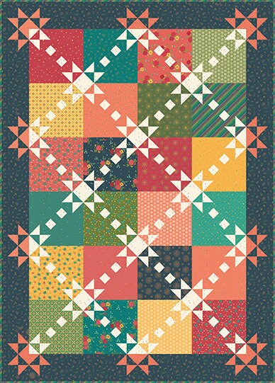 Sashiko Stars Quilt Kit with Market Street Fabric by Heather Peterson of Anka's Treasures for Riley Blake Designs - quilt kit and pattern