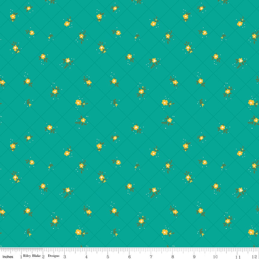 Market Street Flower Grid Teal by Heather Peterson of Anka's Treasures for Riley Blake Designs - C14128-TEAL