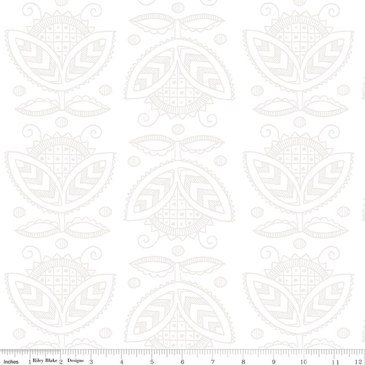 All My Heart Valentine Thistles White on White by J. Wecker Frisch for Riley Blake Designs - C14141-WHITE