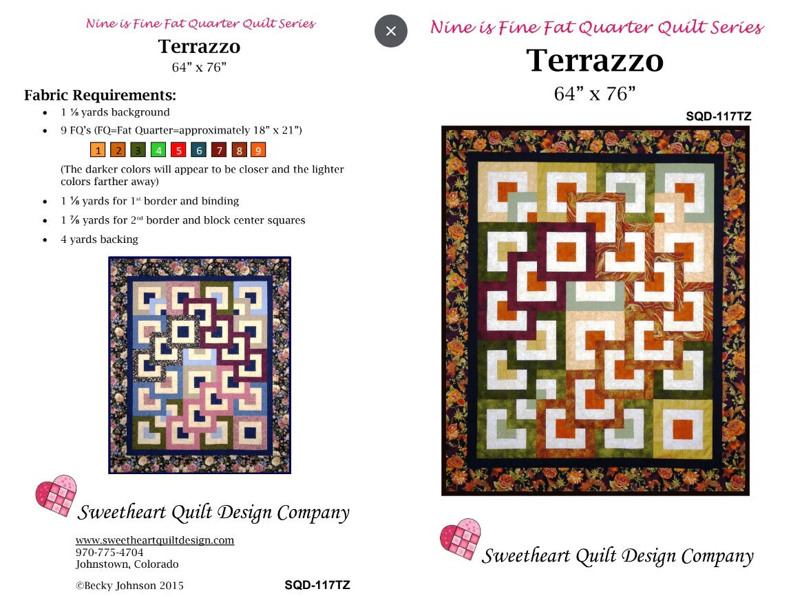 Terrazzo Quilt Pattern by Sweetheart Quilt Design - Printed Quilt Pattern