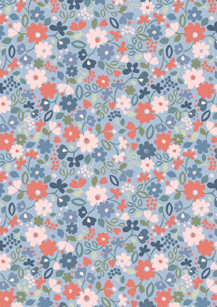 Grandma's Quilts Ditzy Floral on Blue by Lewis & Irene - A774-2