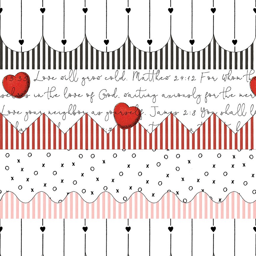 All My Heart Trimmings Border Stripe White by J. Wecker Frisch for Riley Blake Designs - C14132-WHITE