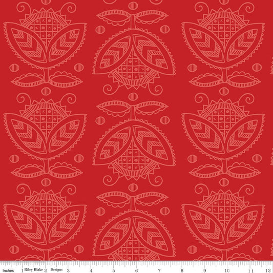 All My Heart Valentine Thistles on Red by J. Wecker Frisch for Riley Blake Designs - C14141-RED