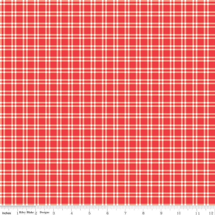 I Love Us Plaid Red by Sandy Gervais for Riley Blake Designs - C13968-RED