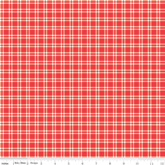 I Love Us Plaid Red by Sandy Gervais for Riley Blake Designs - C13968-RED