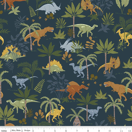 Cretaceous Jungle Dinos Navy by Amanda Niederhauser for Riley Blake Designs - C14101-NAVY