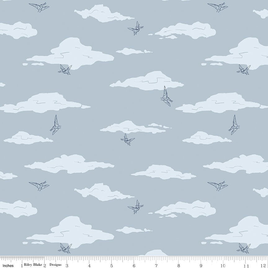 Cretaceous Pterodactyl Clouds Dusk by Amanda Niederhauser for Riley Blake Designs - C14103-DUSK