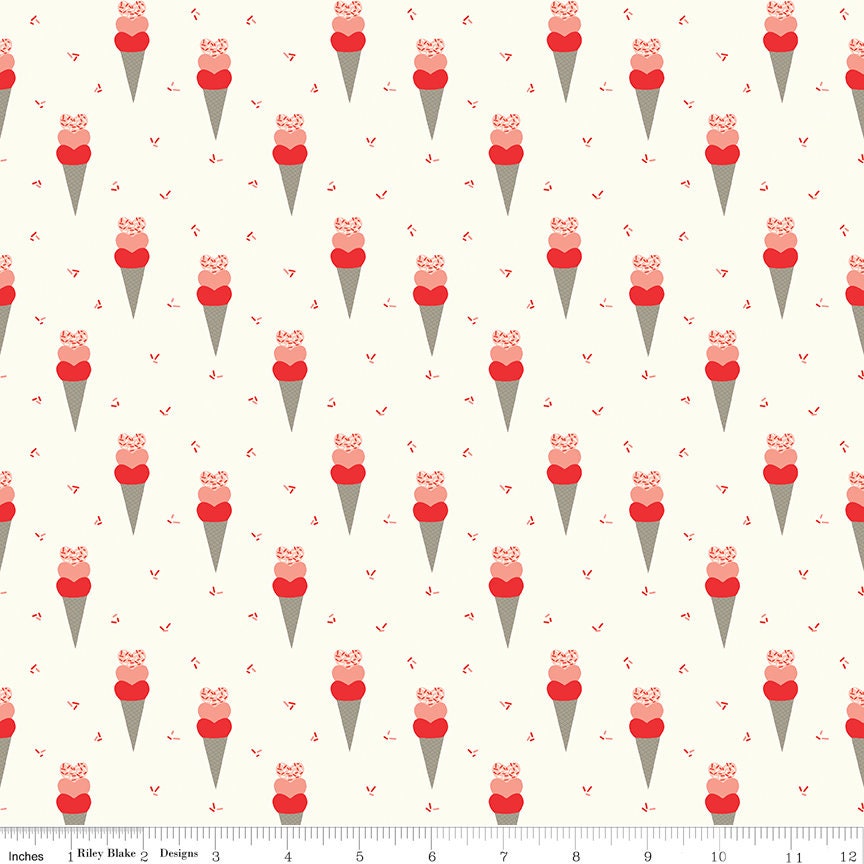 I Love Us Cones Cream by Sandy Gervais for Riley Blake Designs - C13961-CREAM