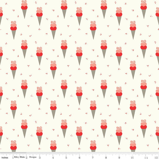 I Love Us Cones Cream by Sandy Gervais for Riley Blake Designs - C13961-CREAM