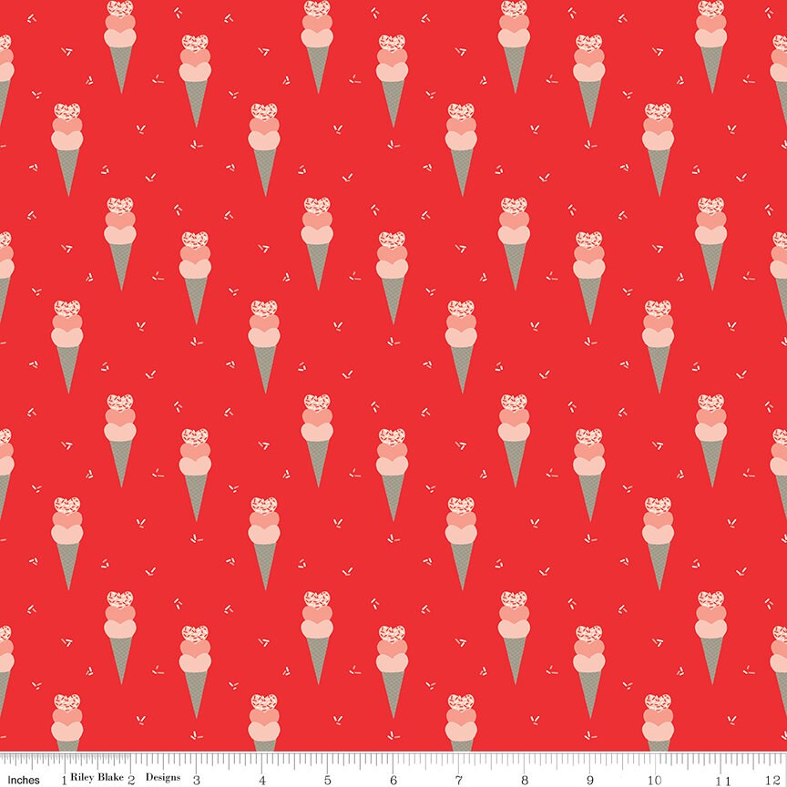 I Love Us Cones Red by Sandy Gervais for Riley Blake Designs - C13961-RED