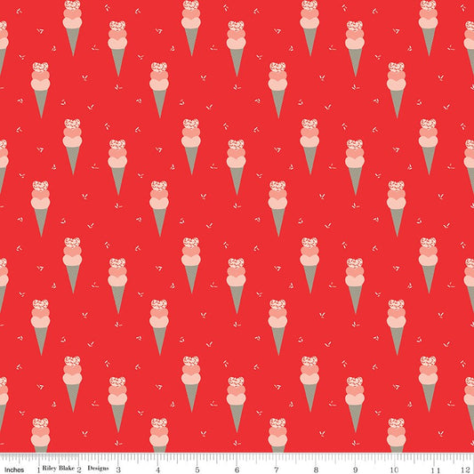 I Love Us Cones Red by Sandy Gervais for Riley Blake Designs - C13961-RED
