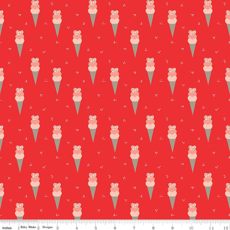 I Love Us Cones Red by Sandy Gervais for Riley Blake Designs - C13961-RED