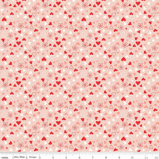 I Love Us Scattered Hearts Blush by Sandy Gervais for Riley Blake Designs - C13964-BLUSH