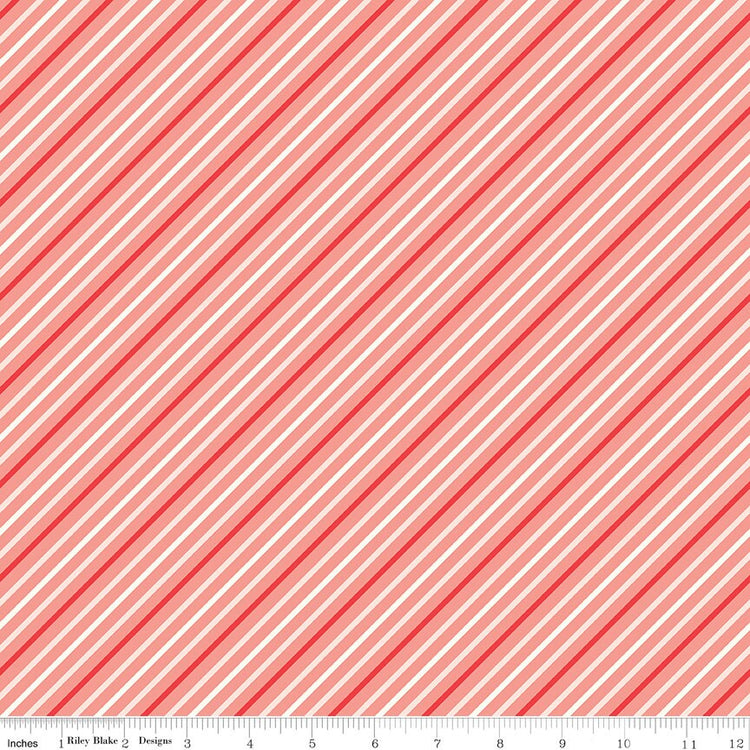 I Love Us Stripes Coral by Sandy Gervais for Riley Blake Designs - C13966-CORAL